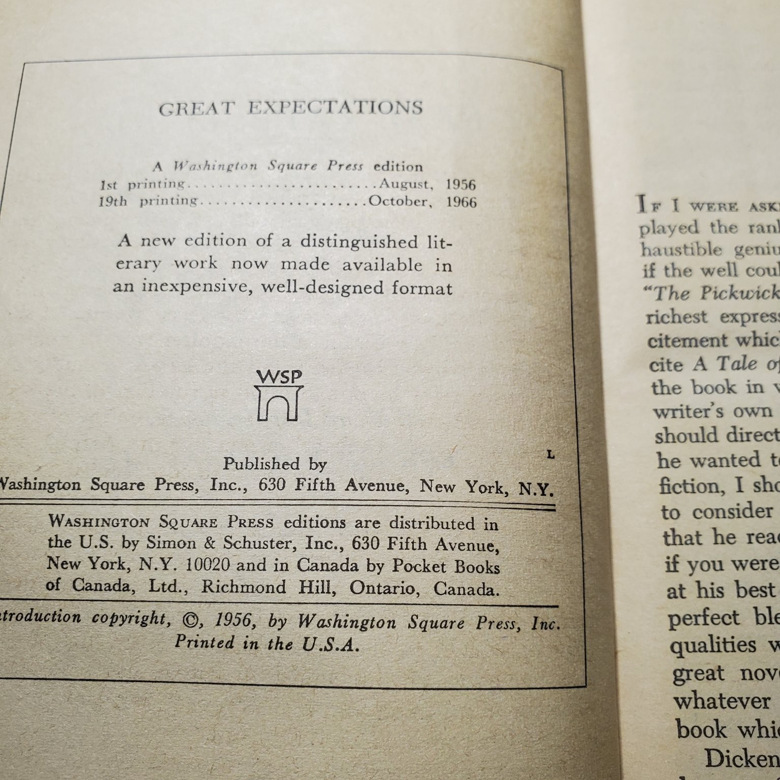 Great Expectations Charles Dickens 1956 Washington Square Press Fiction