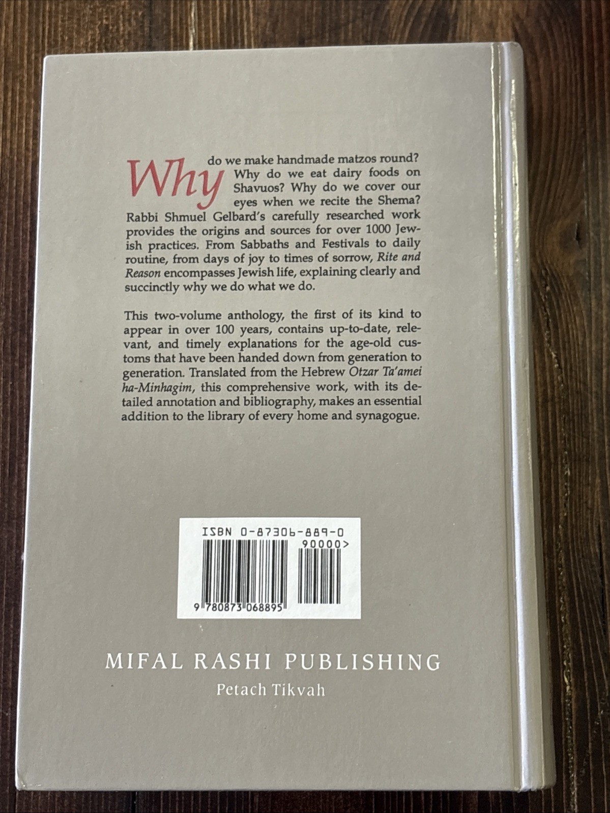 Rite and Reason : 1050 Jewish Customs and Their Sources by Shmuel Gelbard