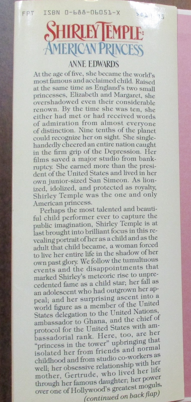 “Shirley Temple: American Princess” Hardcover Book (1988) First Edition