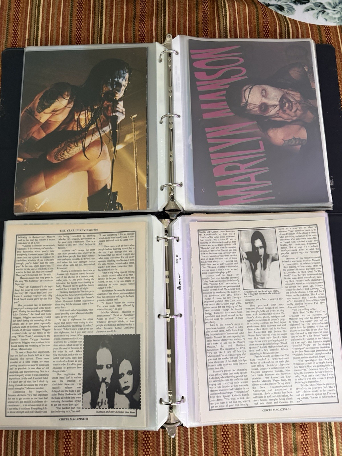 Marilyn Manson Lot Of 2 Binders Full Of 95-97 Magazine Articles 125 Pages
