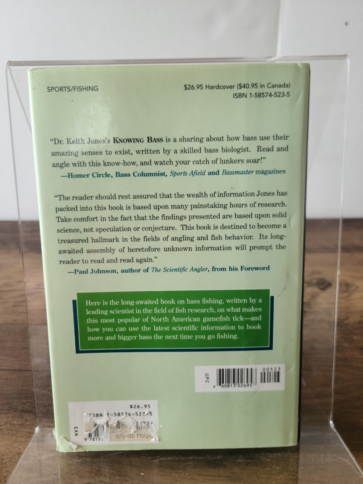 Knowing Bass book, Written by Keith A. Jones, Ph,D. Published by The Lyons Press