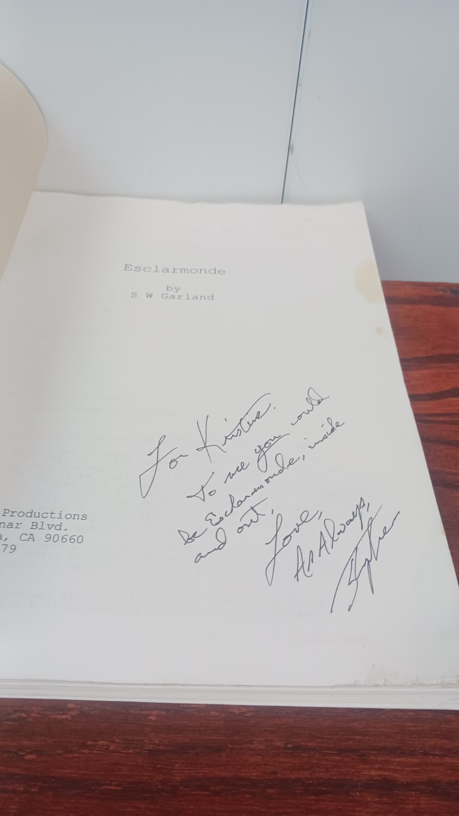 Screenplay Esclarmonde By S W Garland