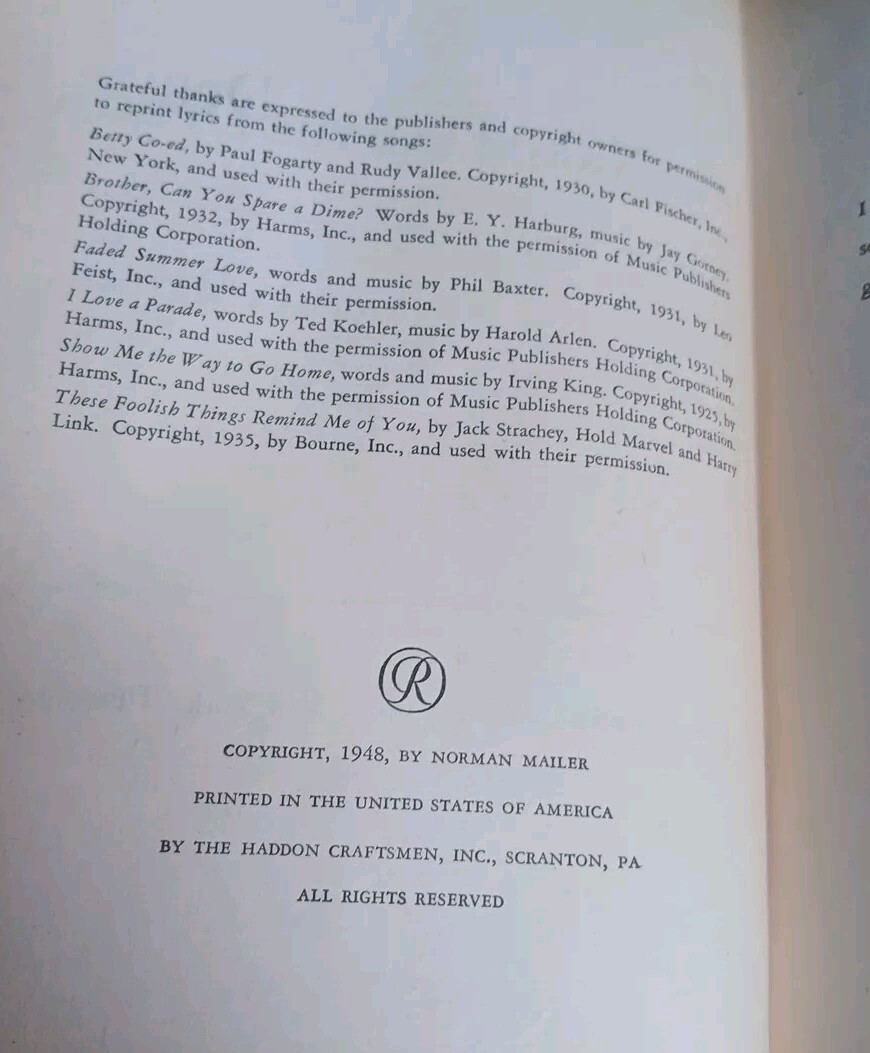The Naked and the Dead Norman Mailer FIRST EDITION “R” 1948 Hardcover