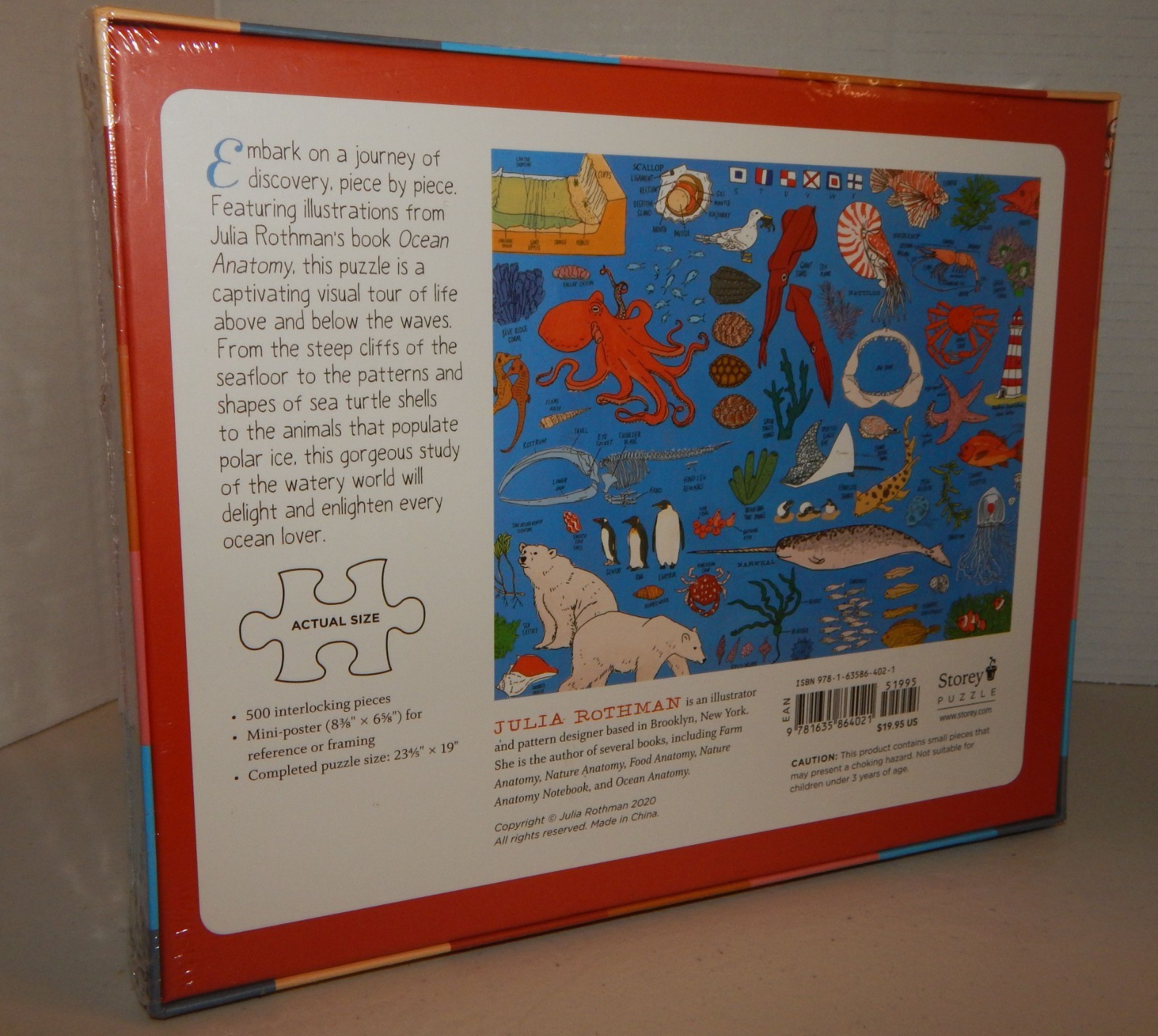 Ocean Anatomy THE PUZZLE 500 Pieces by Julia Rothman NIB SEALED 23 4/5″ X 19″