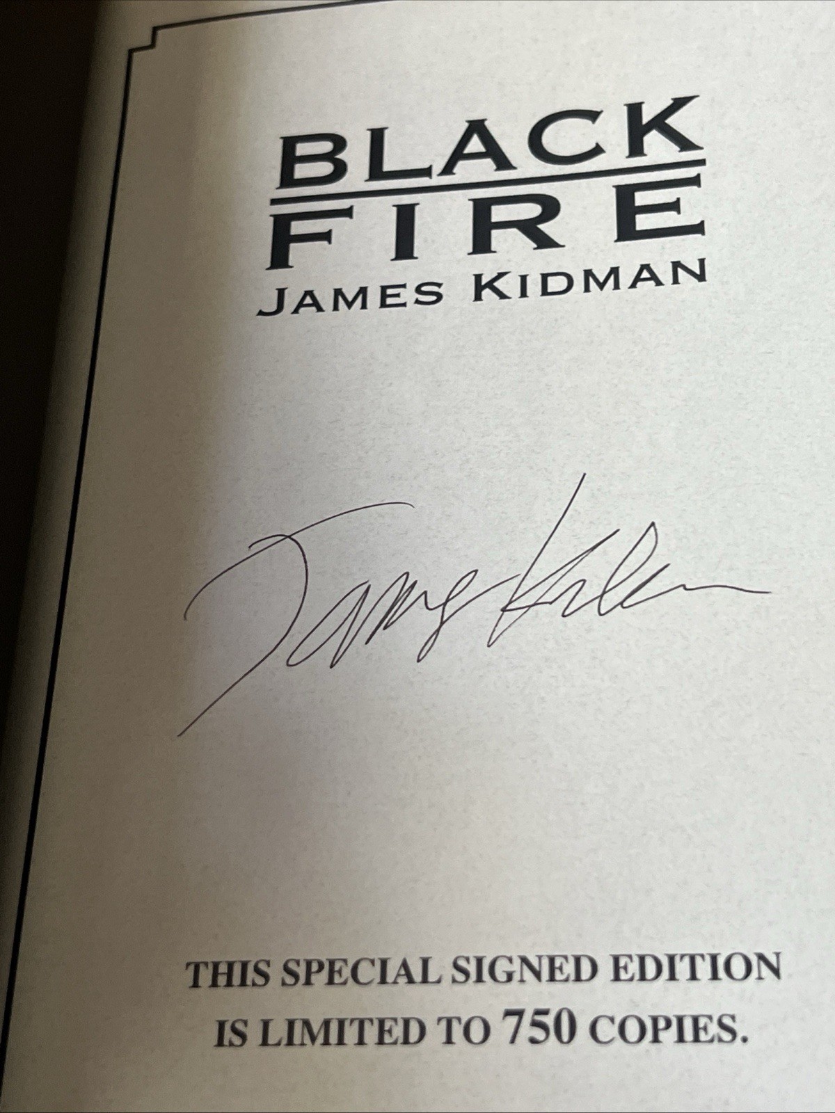 Black Fire, by James Kidman, 2004, Cemetery Dance, Limited Signed First Edition