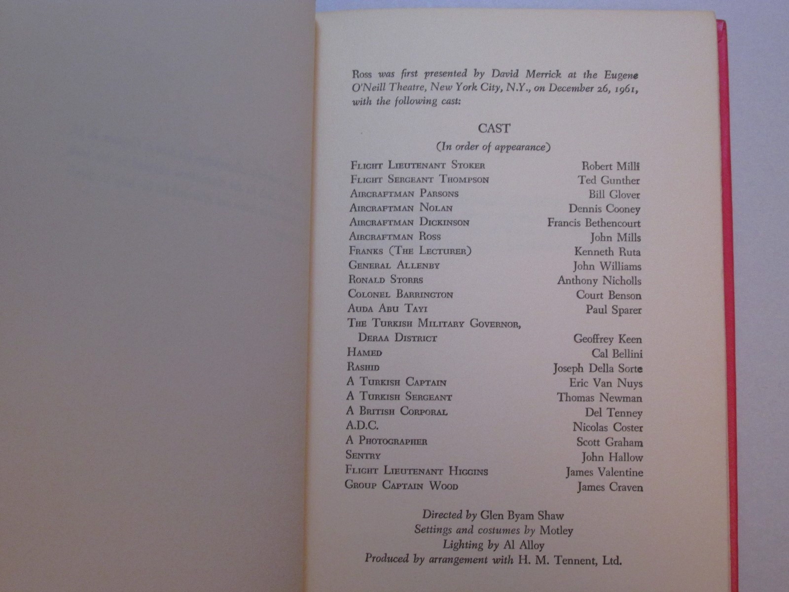 ROSS a Dramatic Portrait BY TERENCE RATTIGAN 1960 HC Drama PLAY Script