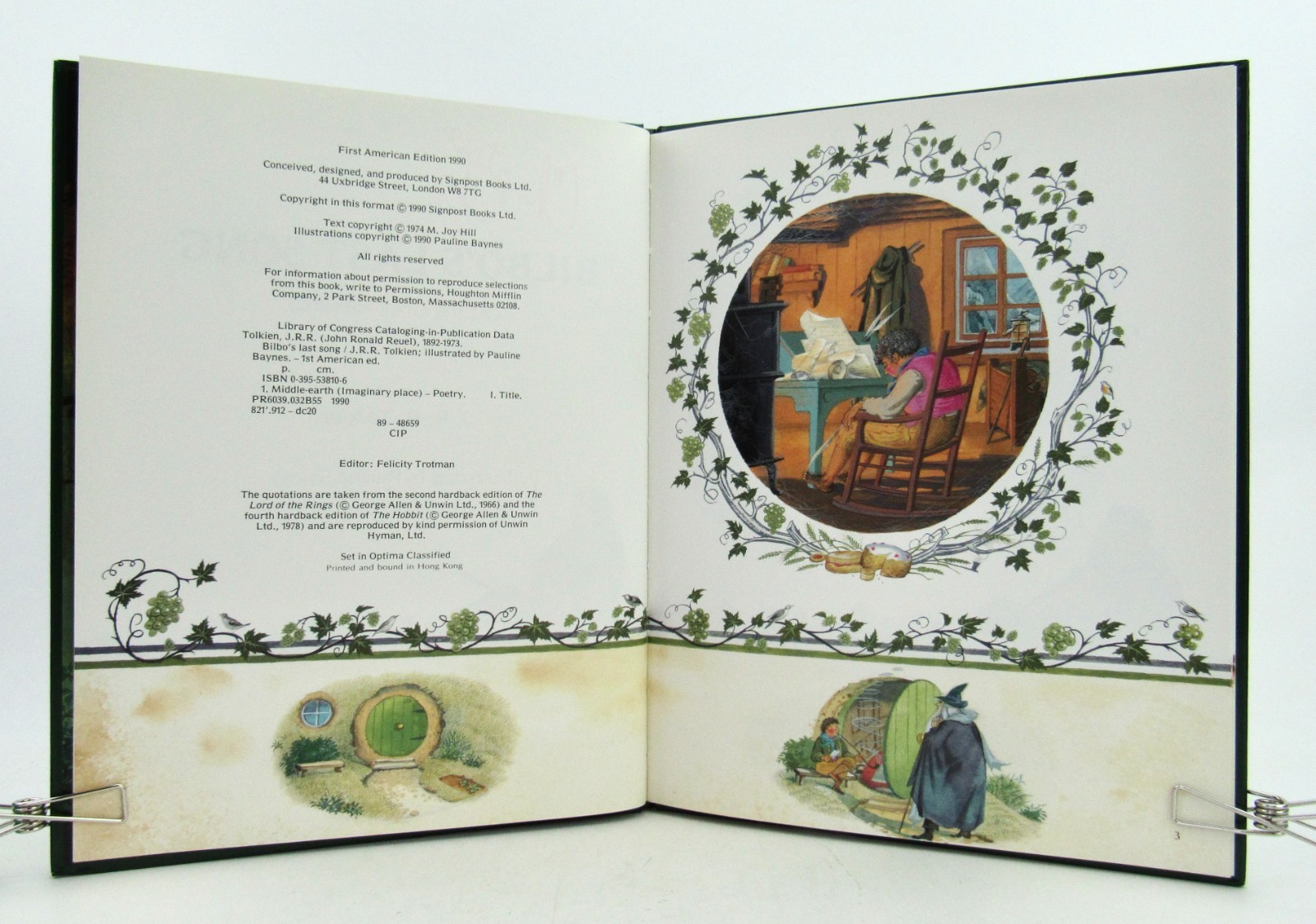BILBO’S LAST SONG J.R.R. Tolkien & Pauline Baynes 1990 Houghton Mifflin HBDJ EXC