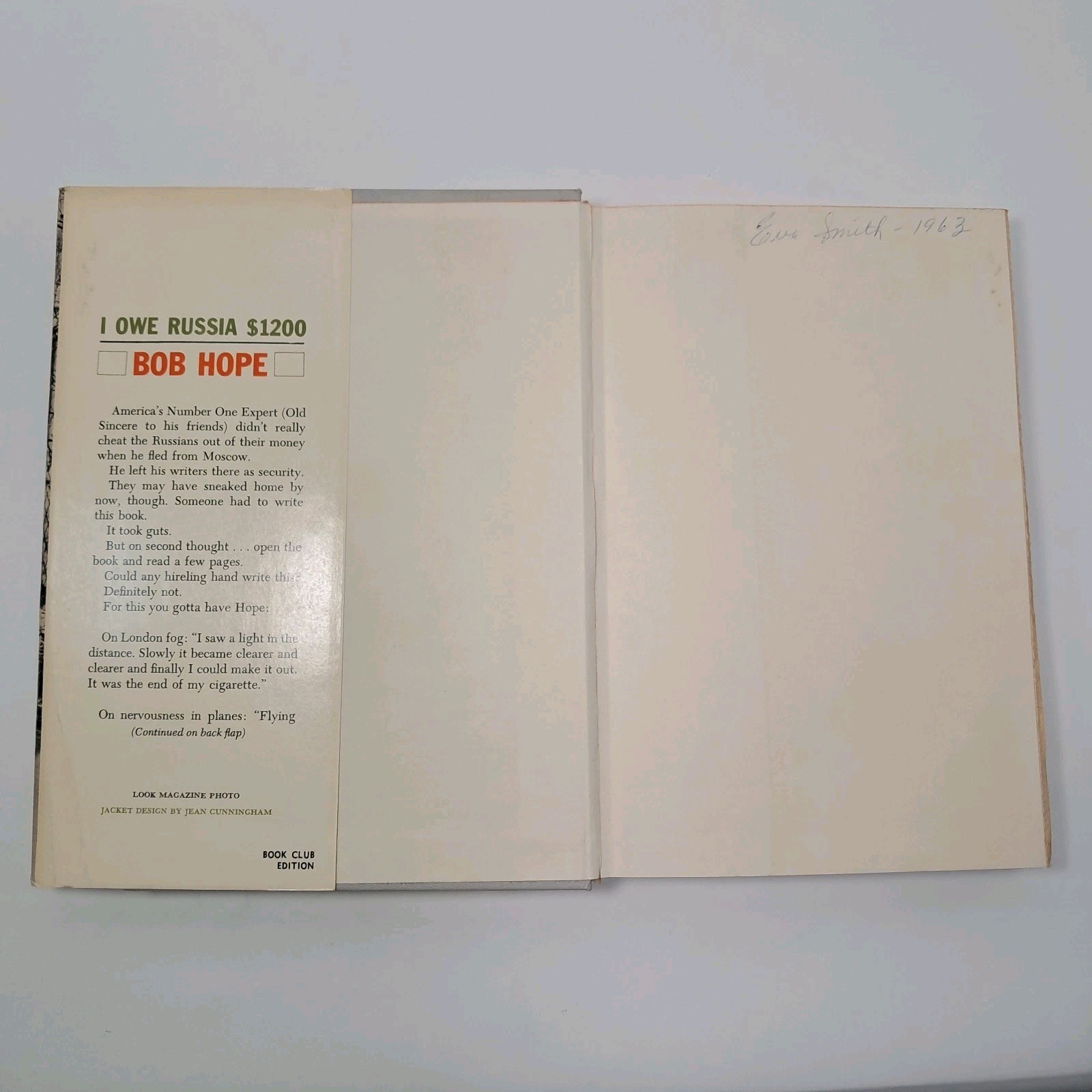 1963 BOB HOPE I Owe Russia $1200 1st Edition Hardcover Book W/ Dust Jacket Vtg