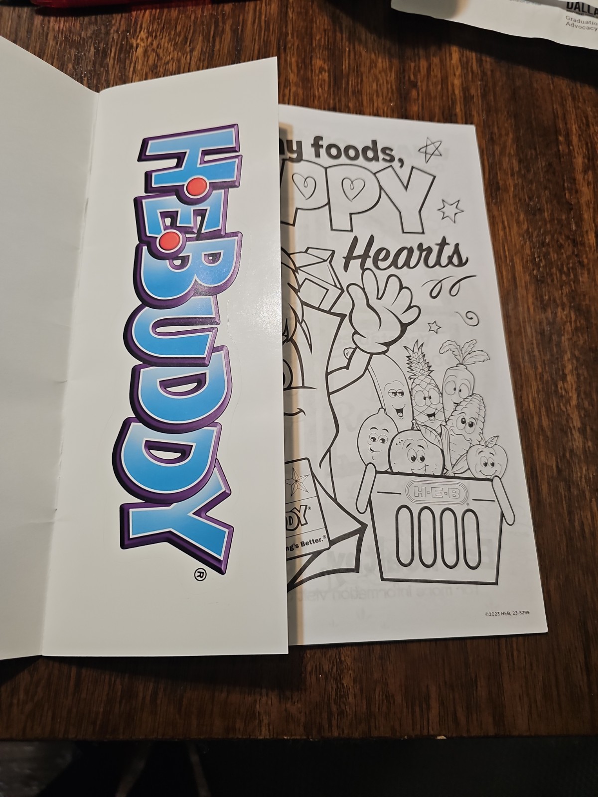 H-E-B HEBuddy Coloring Activity Book w/ Stickers 20 Pages Texas Exclusive Rare