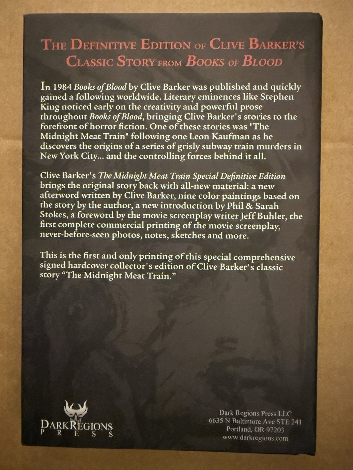 The Midnight Meat Train SIGNED 448/450 Clive Barker Limited Dark Regions