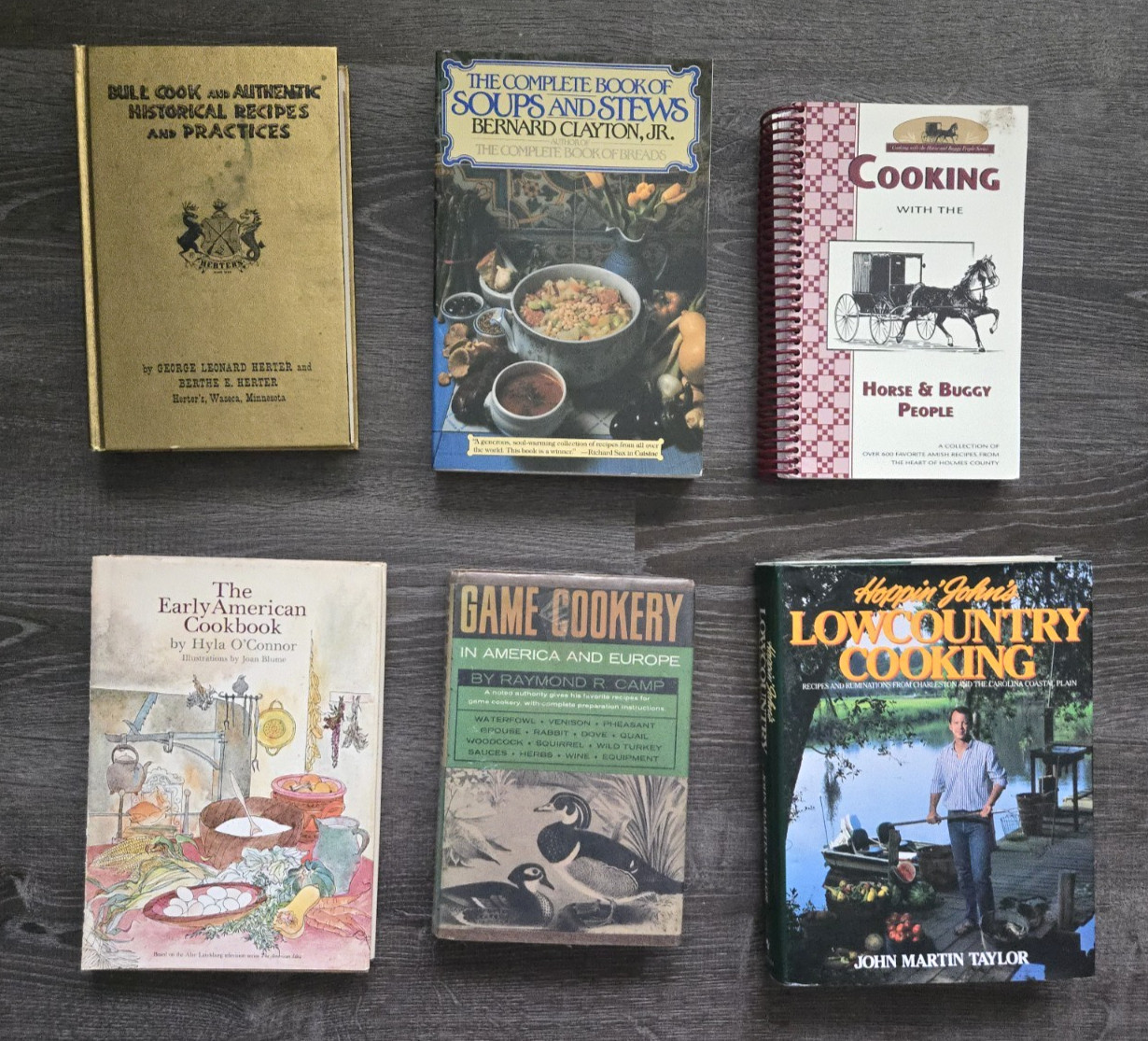 Lot of 6 American Cookbooks: Bull Cook, Early American Cookbook, Game Cookery