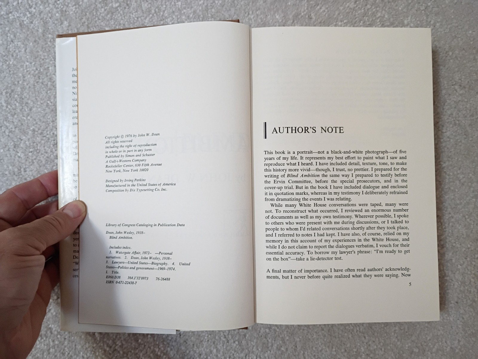 Blind Ambition: The White House Years by Dean 1976 1st Ed HC DJ Illus Index 415p