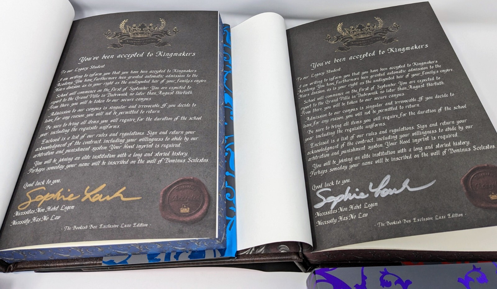 SIGNED Bookish Box Luxe Edition Kingmakers series by Sophie Lark – 4 of 5 books!