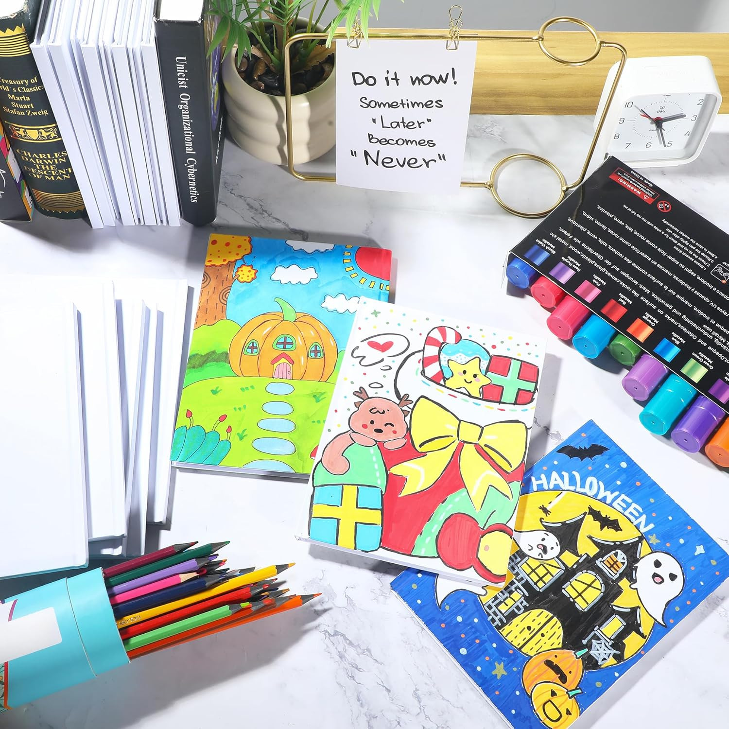 12 Pack Hardcover Blank ,100Gsm White Blank Books for Kids to Write Stories,40 P