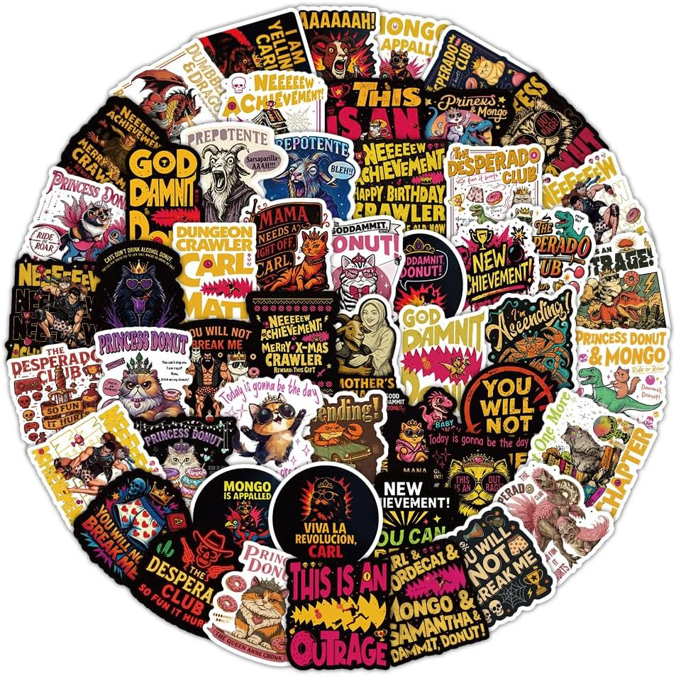 60Pcs DCC This Is an Outrage Princess Donut Sticker Funny Dungeon Book Crawler R