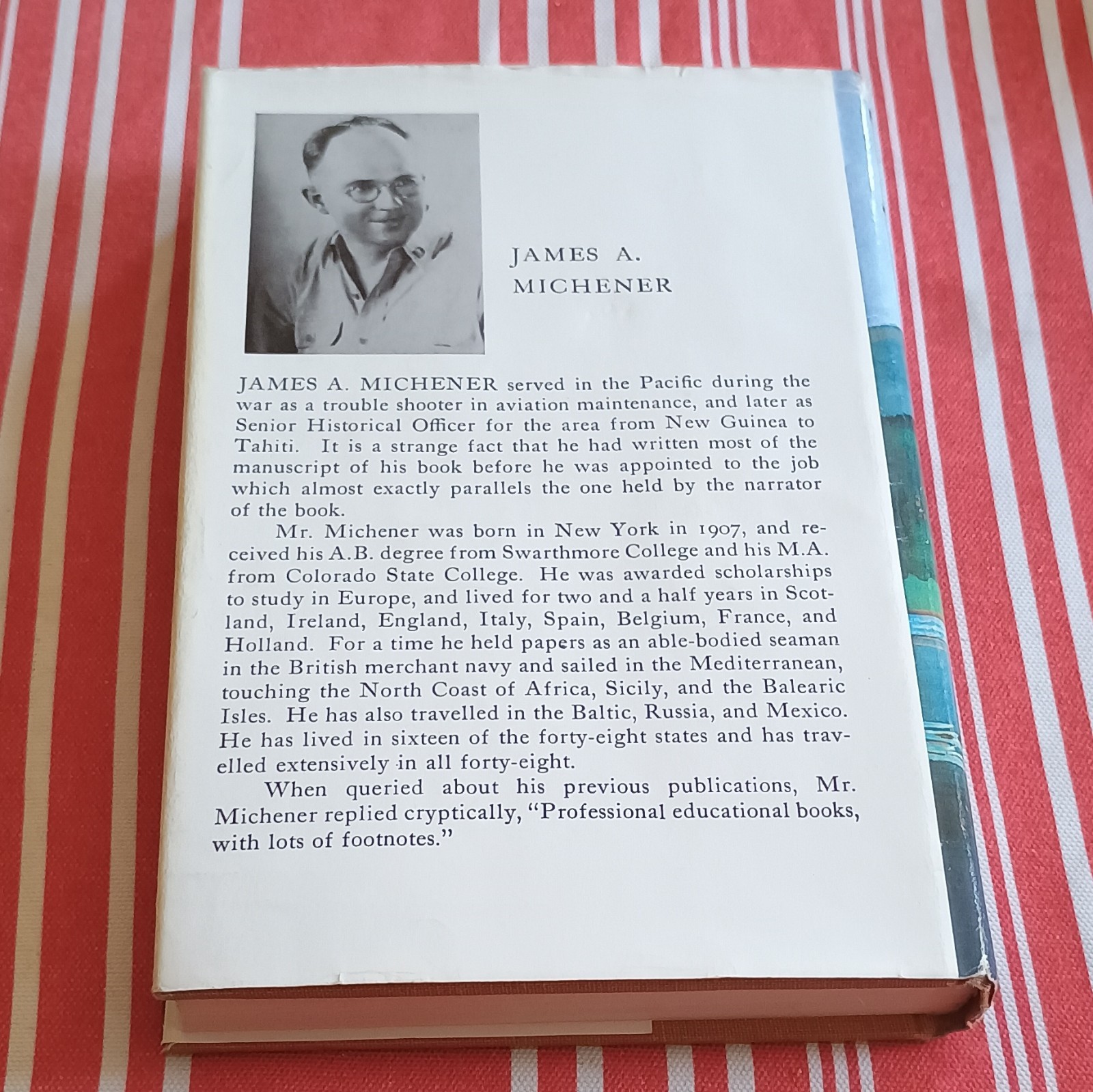 James A. Michener Tales of the South Pacific HCDJ Macmillan 1947 1st BCE