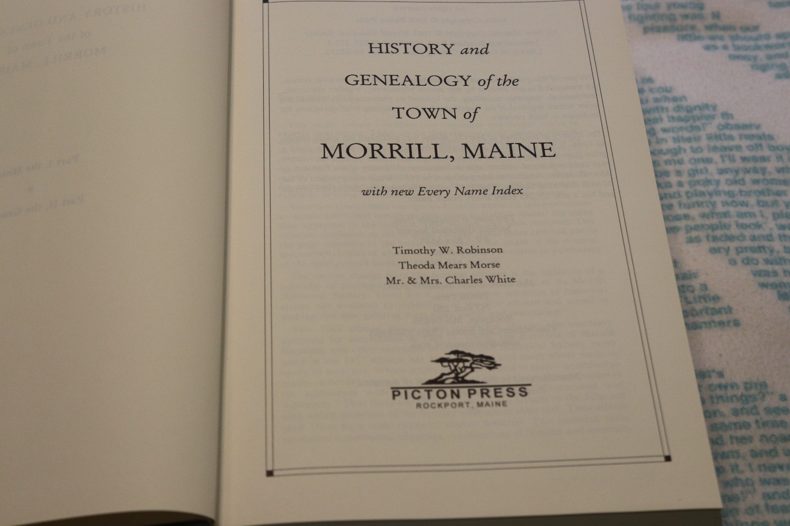 History and Genealogy of the town of Morrill, Maine (1983) Picton Press HC