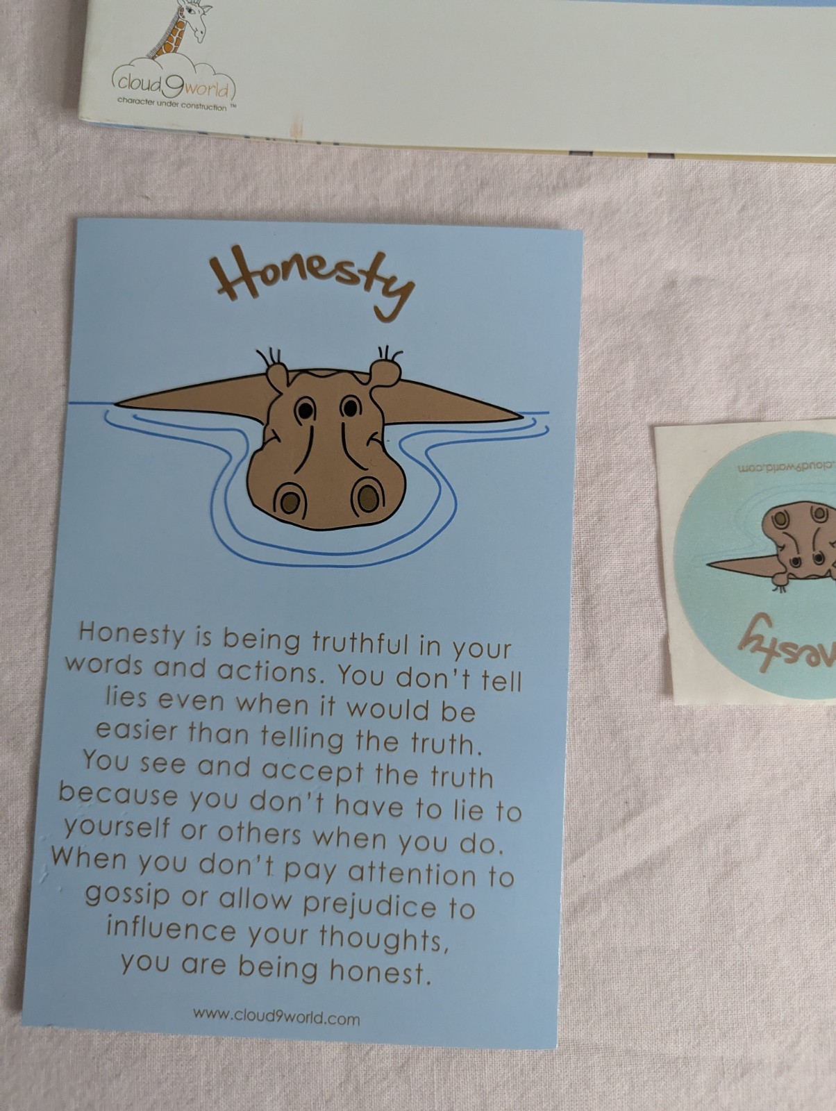 Home School Teachers Cloud 9 world character book HONESTY 2nd-5th grade kit