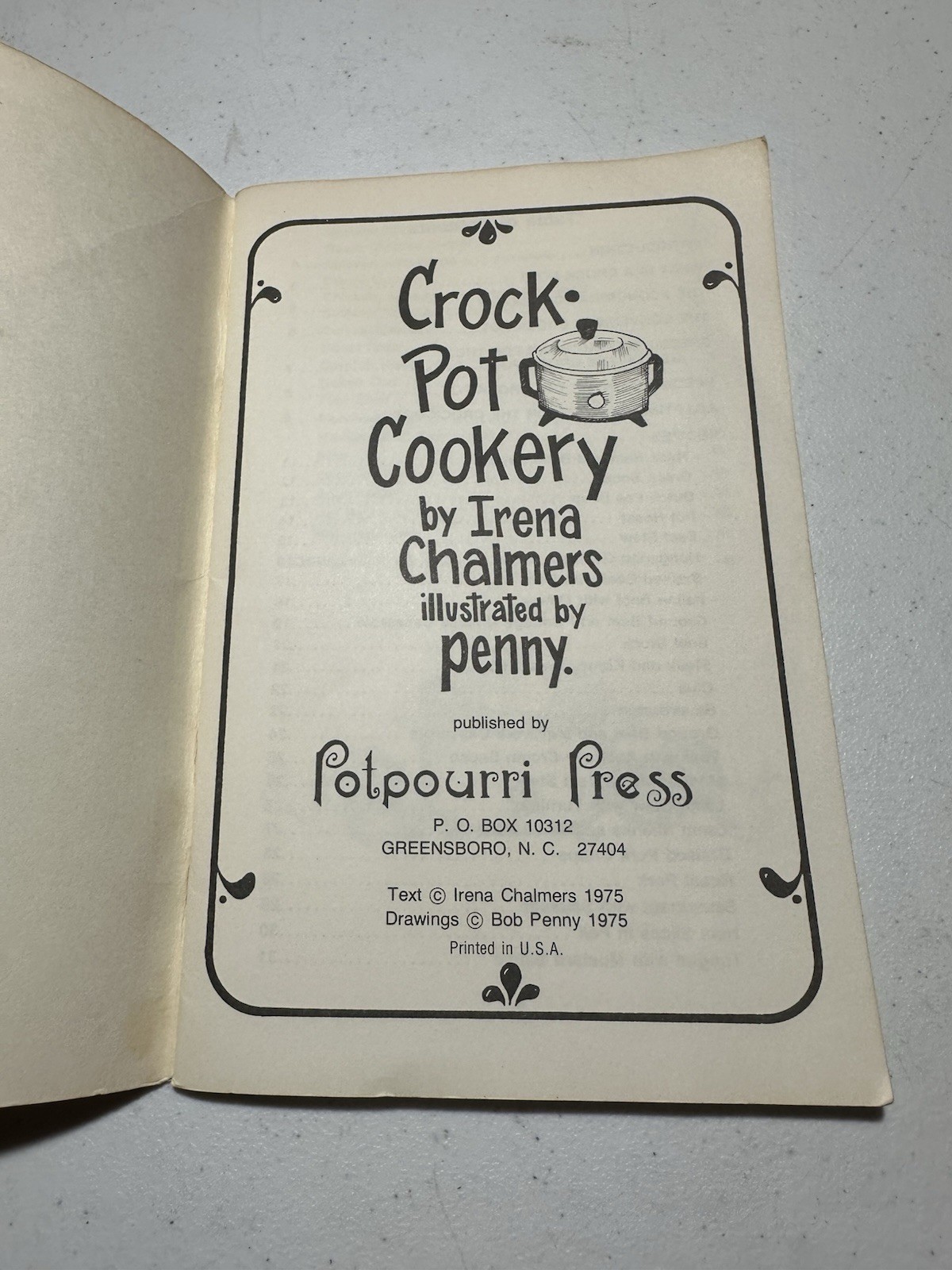 Crock Pot Cookery Vintage recipe Book 1975 By Irena Chalmers