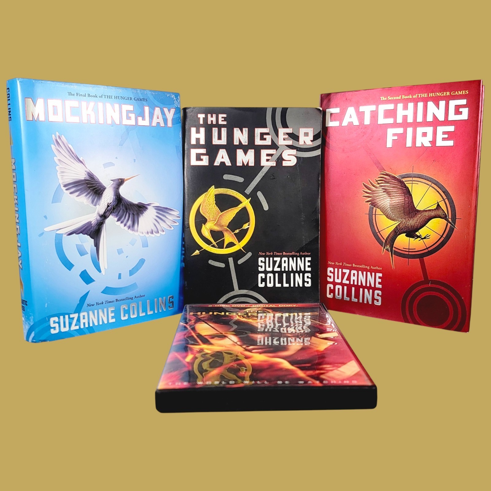Hunger Games Book DVD Lot Bundle Mockingjay 1st Printing Catching Fire Collins