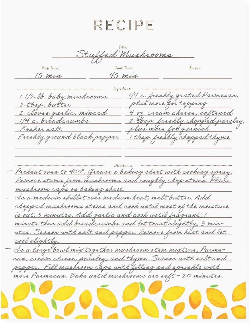 Timeless 8.5″ x 11″ Recipe Binder with Spill-Proof Sleeves for Keepsake Recipes