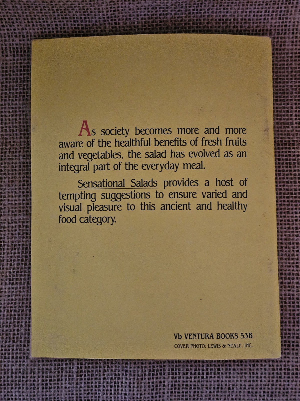 Vintage 1982 300 Sensational Salads Cookbook Recipes Lucinda Hollace Berry PB