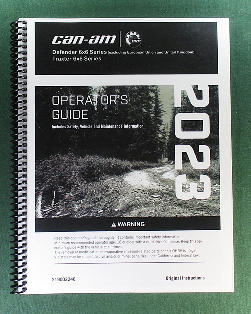 2023 Can-Am Traxter 6X6 DPS HD10 Owner’s Manual: 232 Pages & Protective Covers