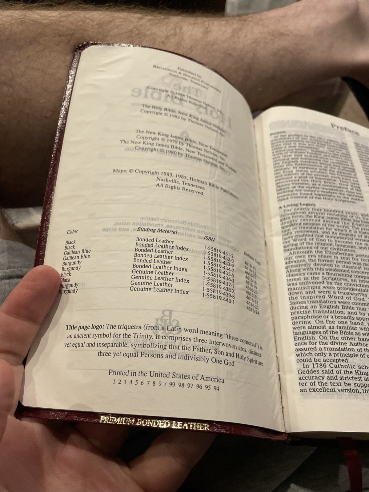 1994 NKJV ULTRATHIN REFERENCE BIBLE BURGUNDY BONDED LEATHER BROADMAN & HOLMAN