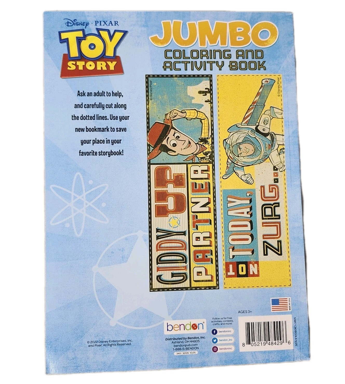 Toy Story Woody Buzz Lightyear Disney Pixar Activity Color Coloring Book bendon