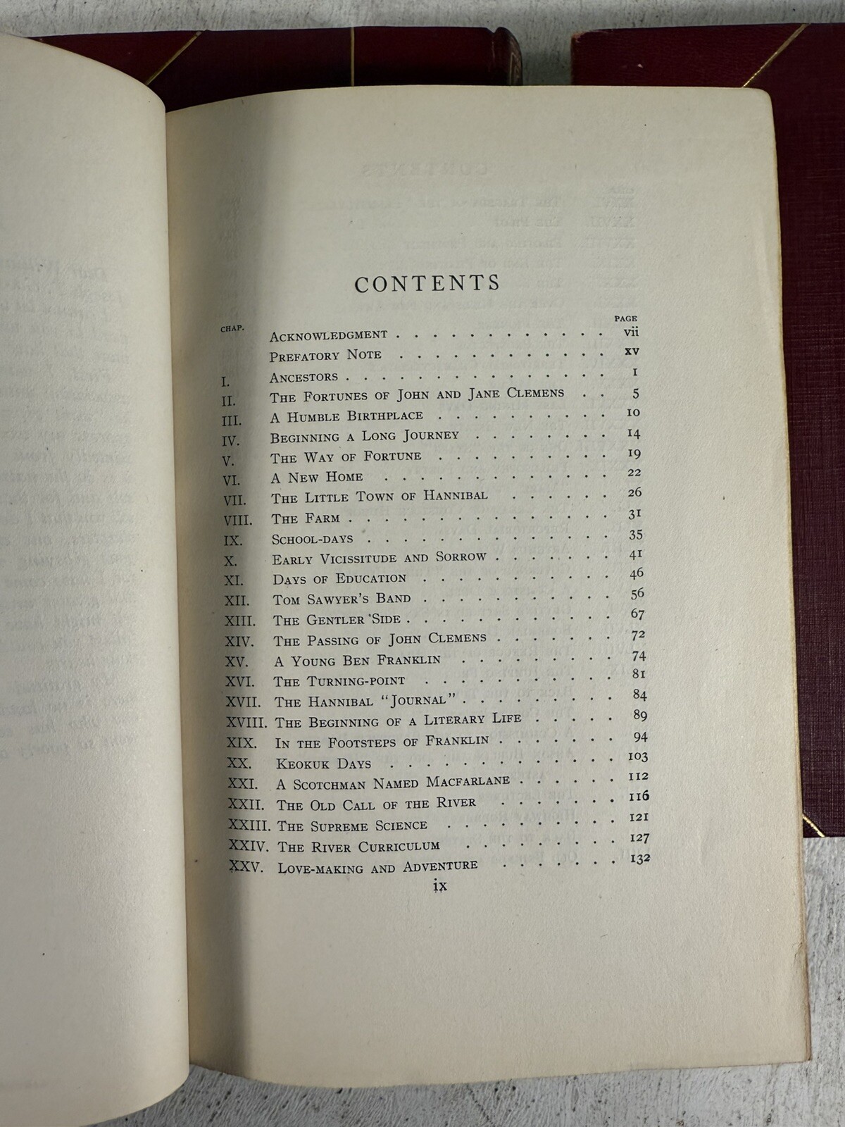 Mark Twain: A Biography by Paine 3 Antique Fine Binding Red Leather Books