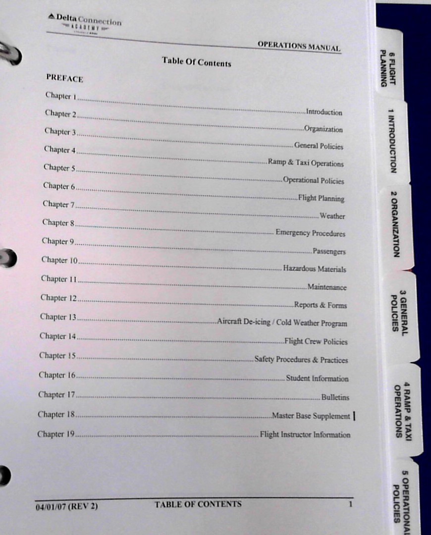 Delta Connection Academy Operations Manual, Ring Bound, 2007 in good condition