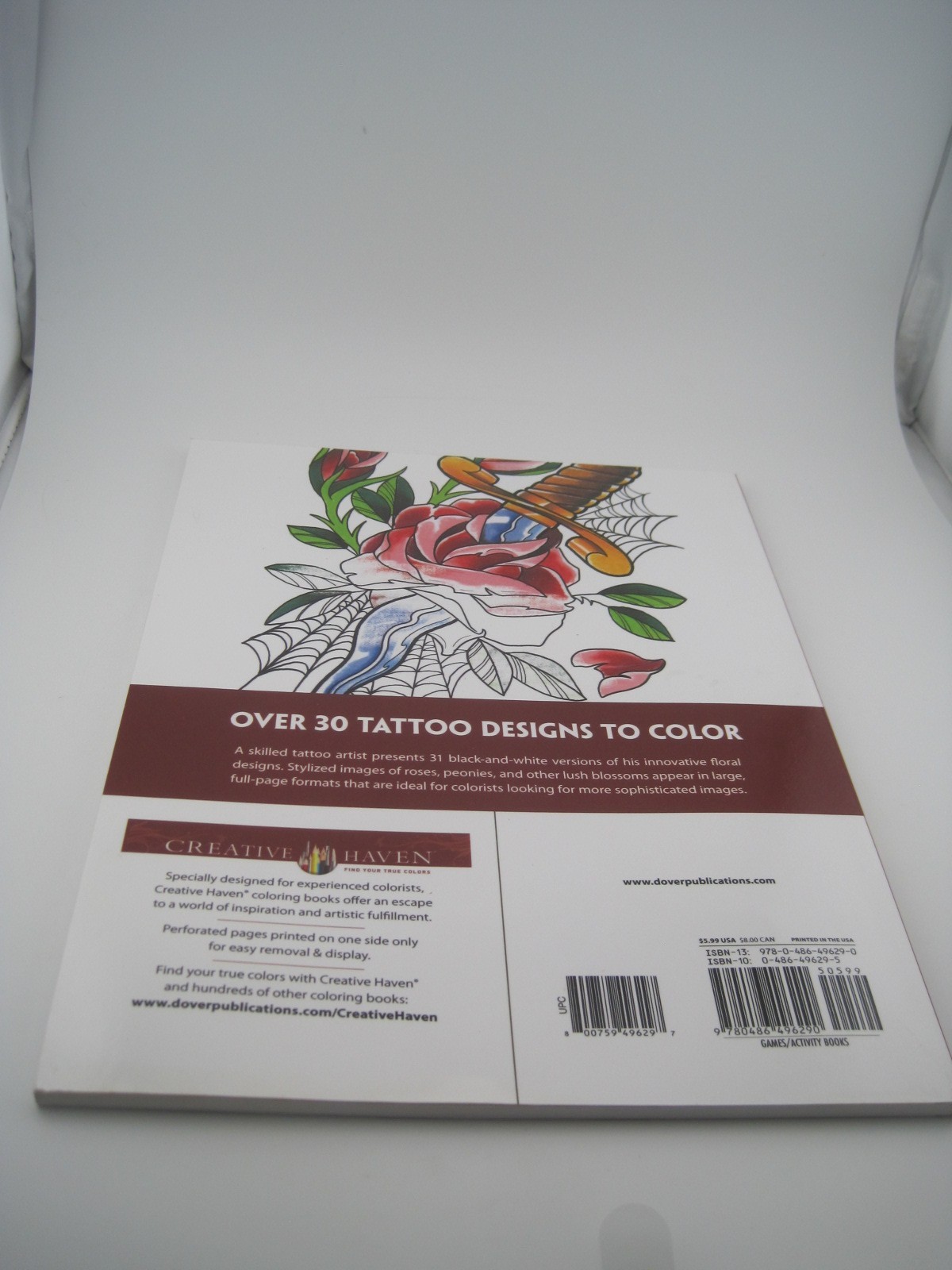 Creative Haven Floral Tattoo Designs Adult Coloring Book by Erik Siuda 31 Pages