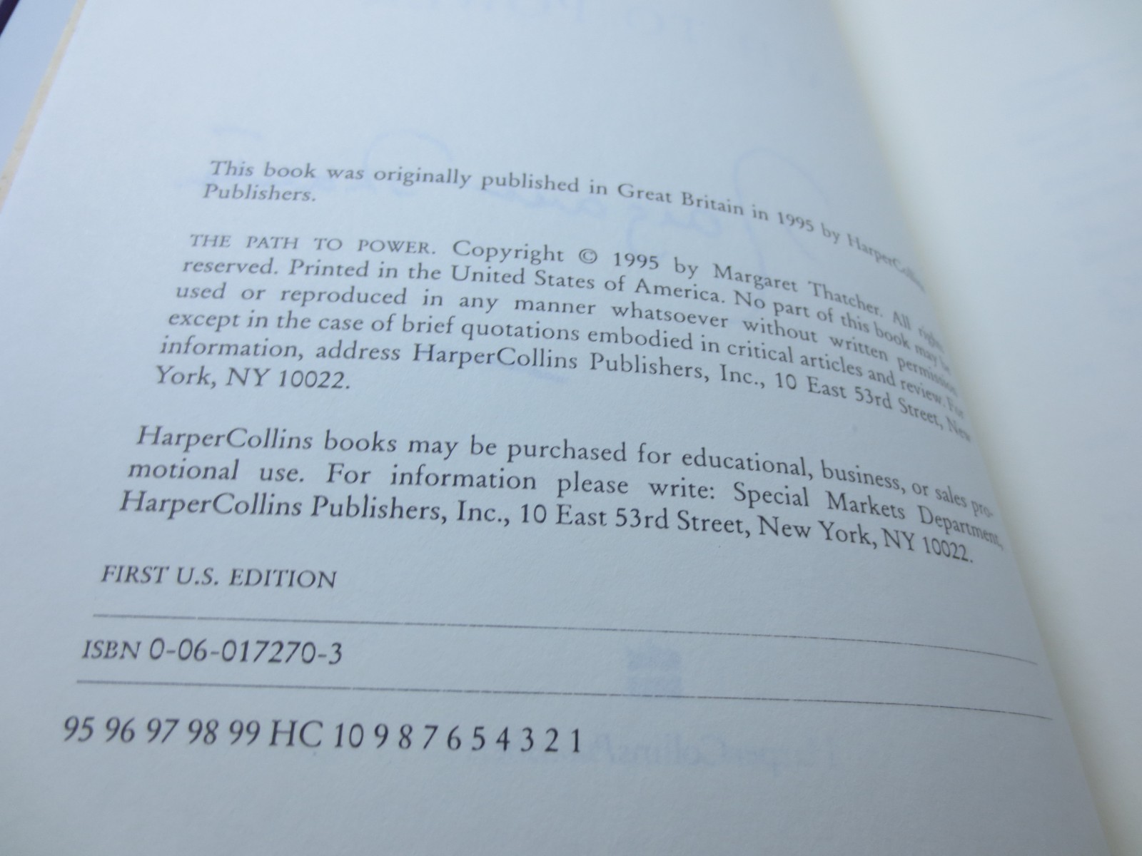SIGNED – The Path to Power by Margaret Thatcher – 1995 1st Edition HC/DJ