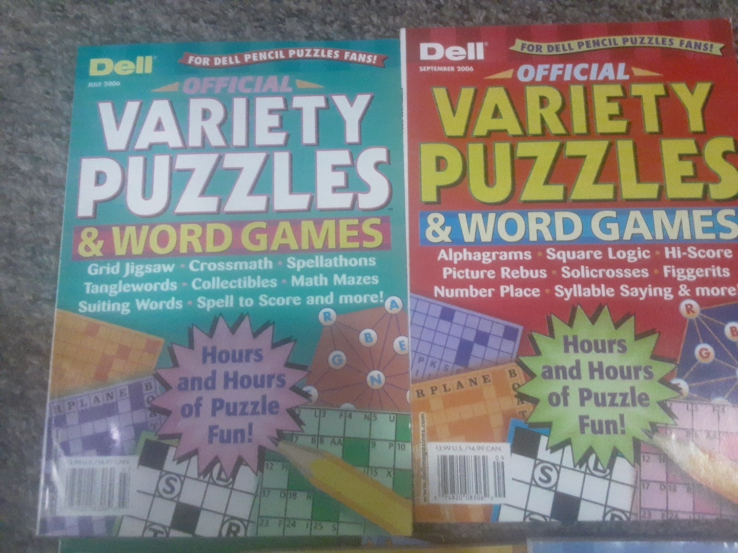 Lot Of 7 DELL Official Variety Puzzles Books Dated 2006 NEW