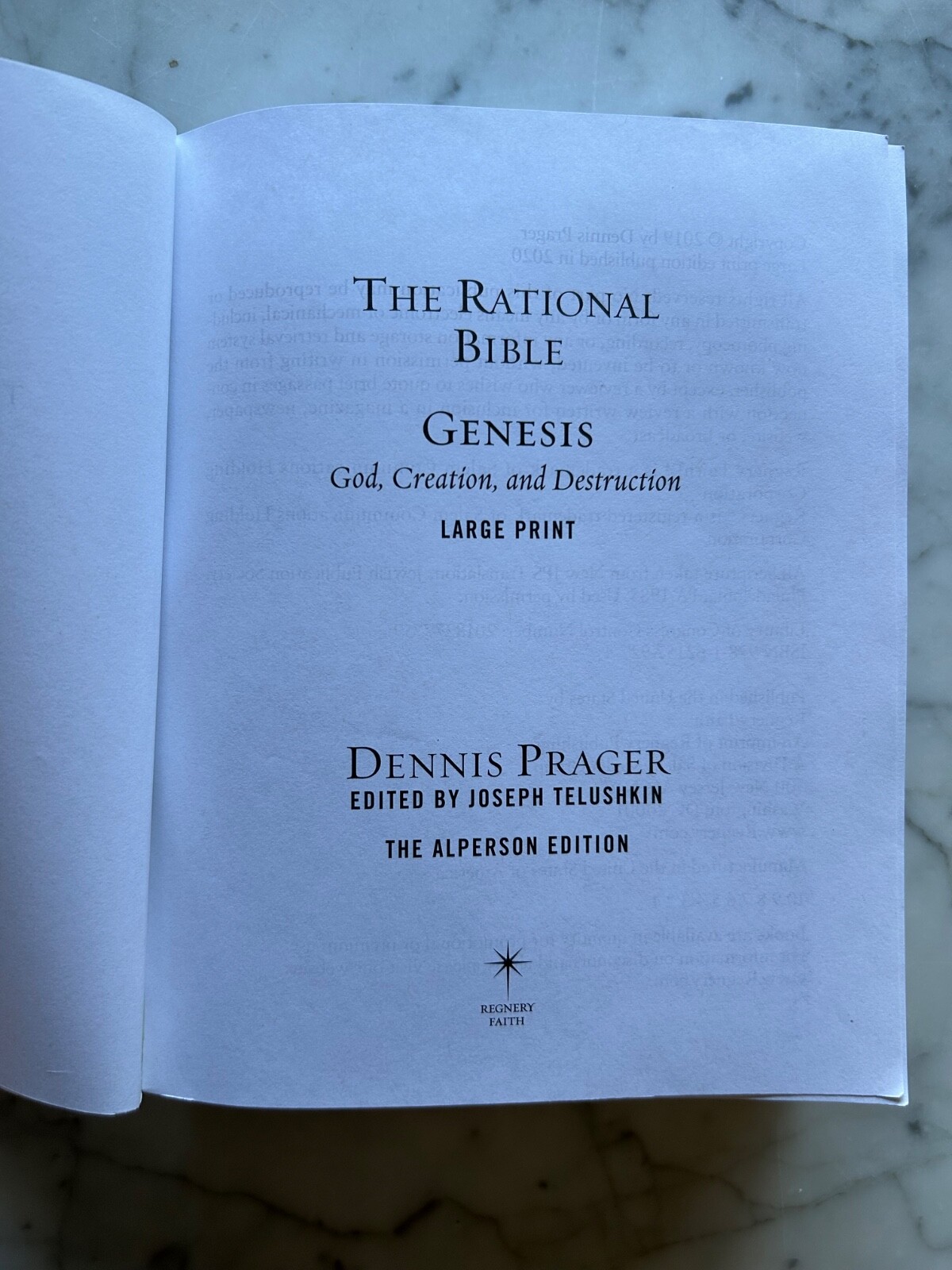 The Rational Bible: Genesis (Large Print) The Alperson Edition Dennis Prager PB