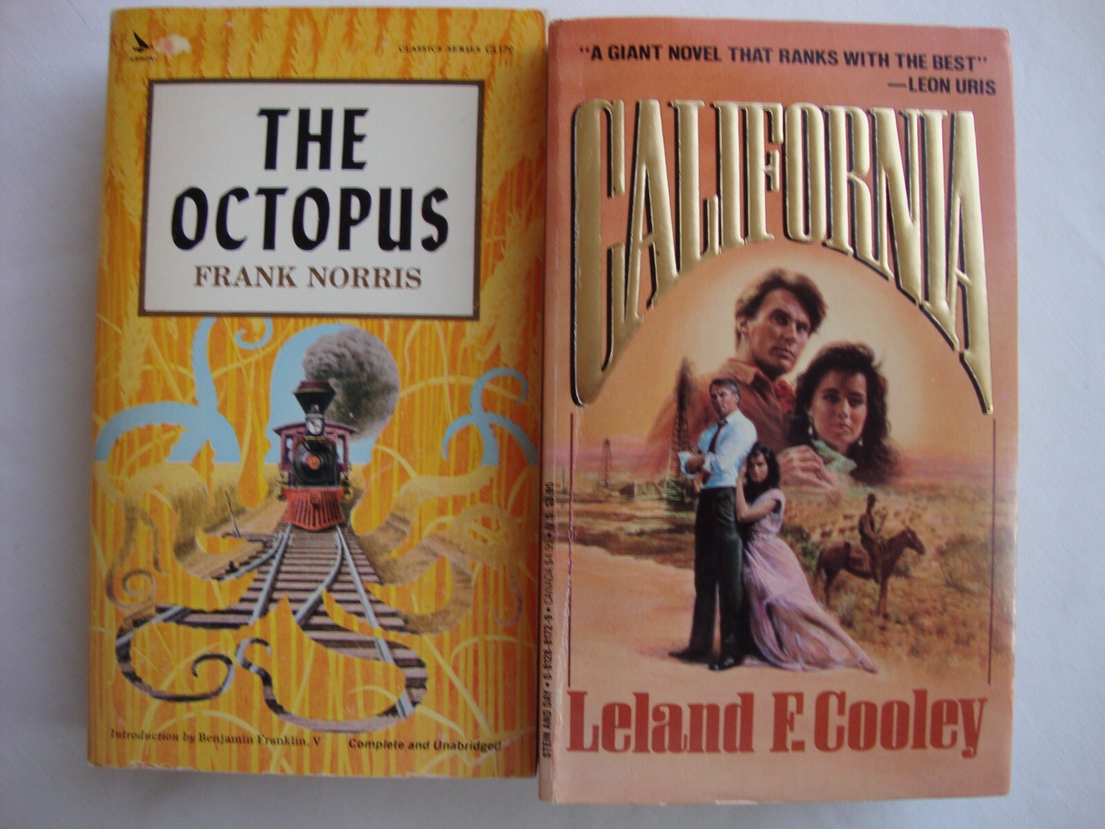 2 new OCTOPUS, CALIFORNIA pb books HISTORICAL DRAMA paperbacks FICTION, rare