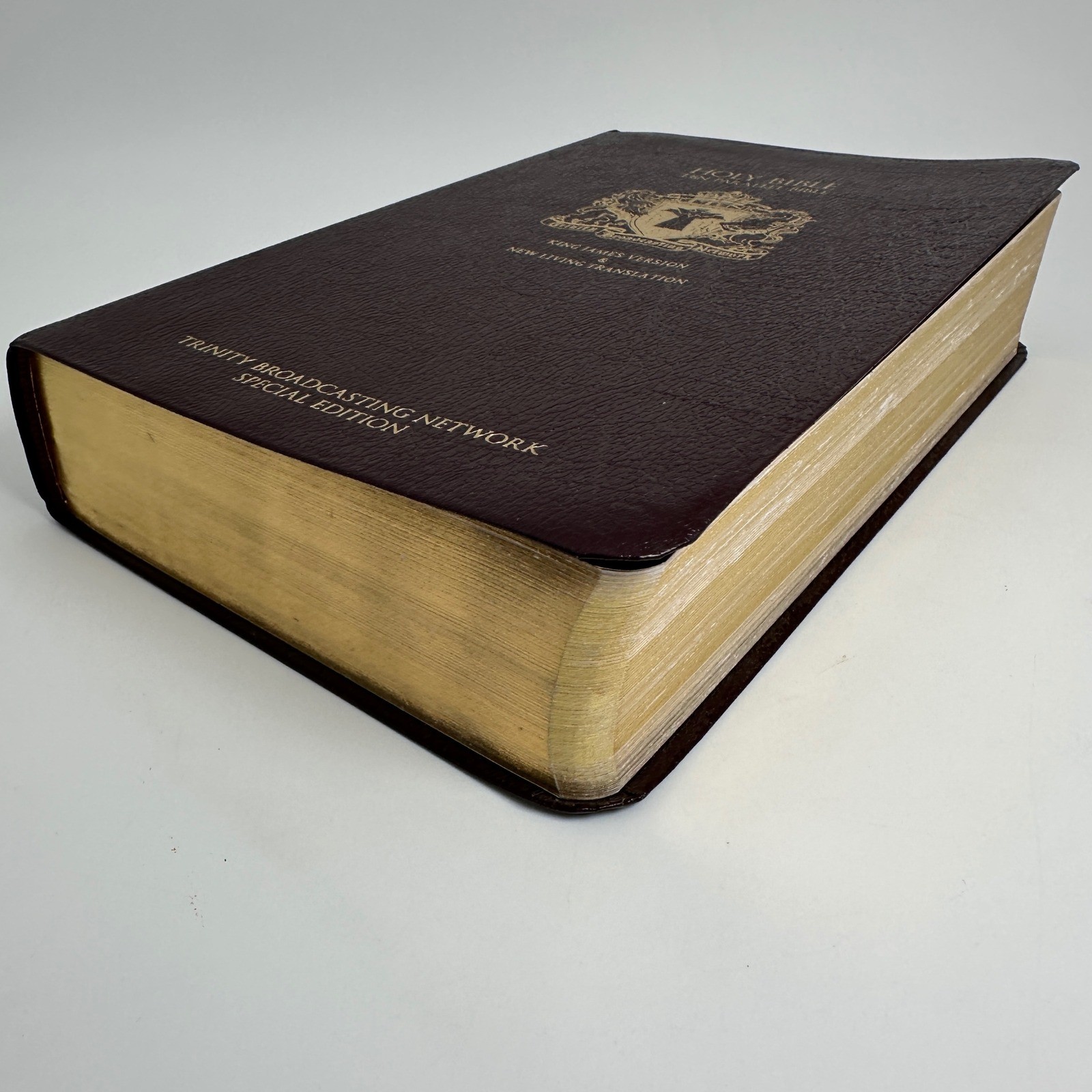 Holy Bible Tyndale TBN Parallel KJV NLT Burgundy Gold Gilt Special Edition Study