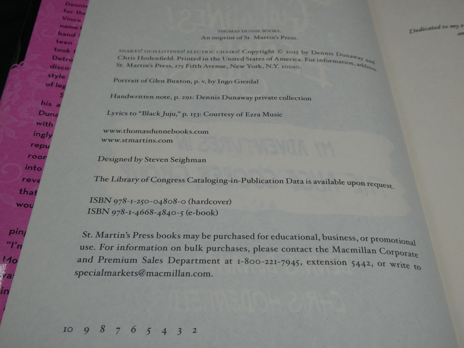 Dennis Dunaway Signed Snakes Guillotines Alice Cooper Hardback Book JSA #M65111