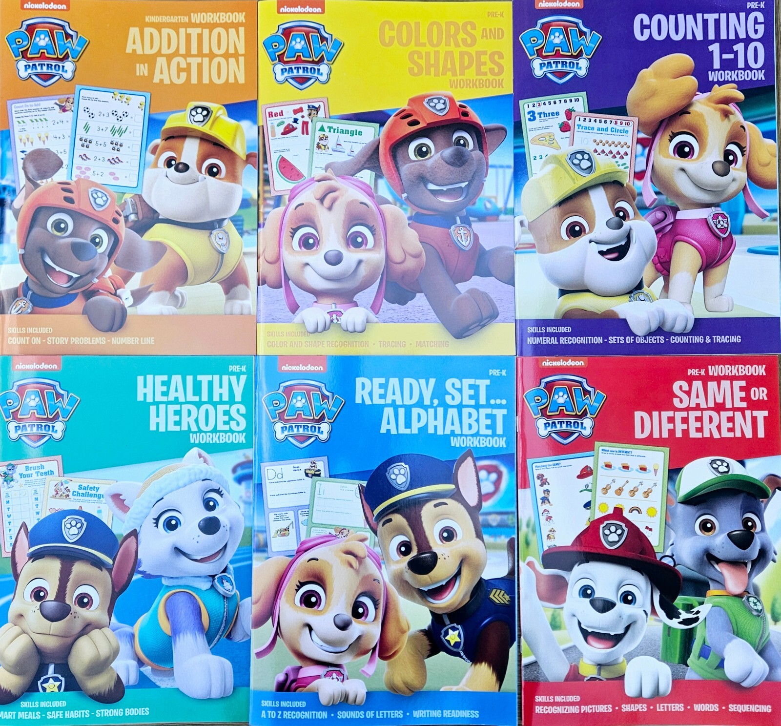 Paw Patrol Pre-K Workbook set of 6 preschool learning books