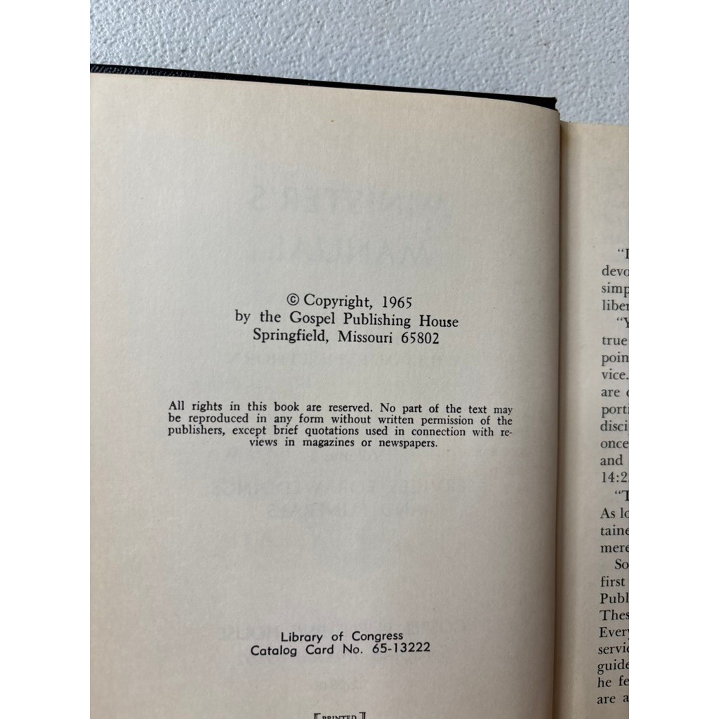 Gospel Publishing House Minister’s Manual Vol 2 Weddings Funerals Black 1965