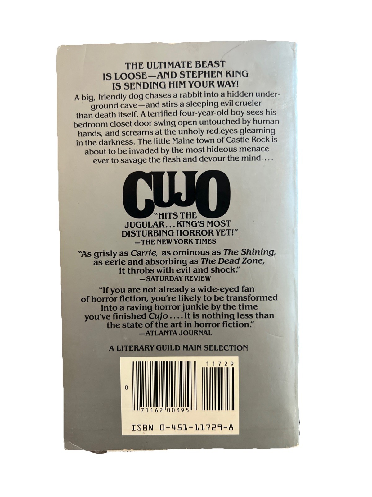 Cujo Stephen King Mass Market Paperback From Hell Horror Novel Signet Books 1982