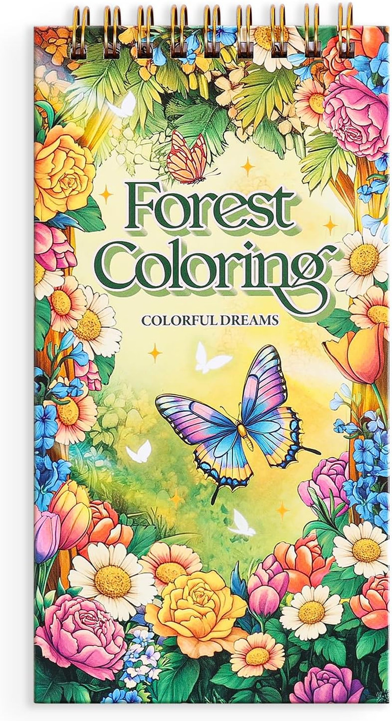 Mini Coloring Book for Women, 35 Pages Forest Dreams Small Coloring Books for Ad