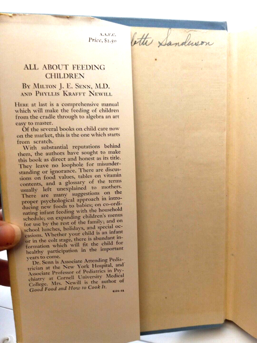 All About Feeding Children by Milton J. E. Senn M.D. & P.K. Newill 1946