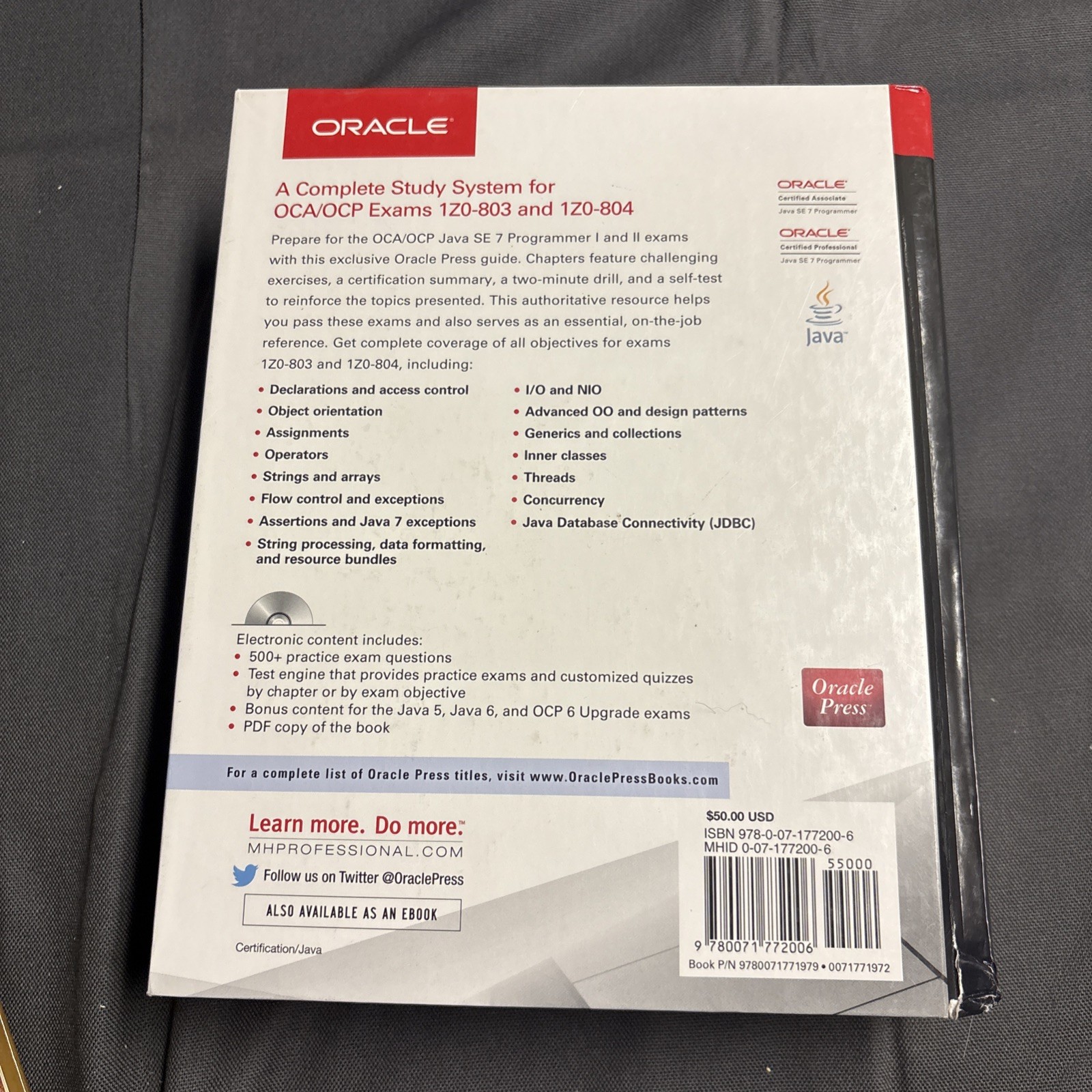 Oracle OCA/OCP Java SE 7 Programmer I & II Study Guide W/ Disk Sierra/Bates