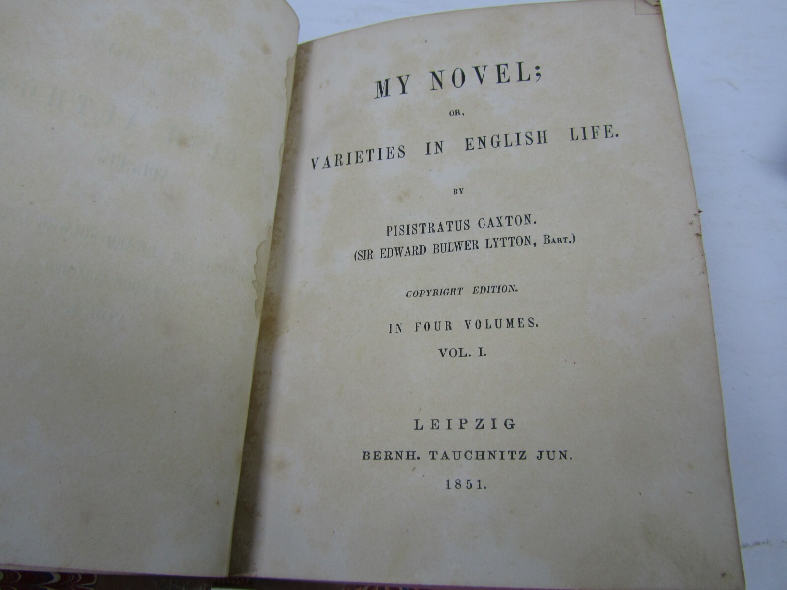 MY NOVEL or, Varieties In English Life : Edward Bulwer Lytton – 4 Vol in 2 Books