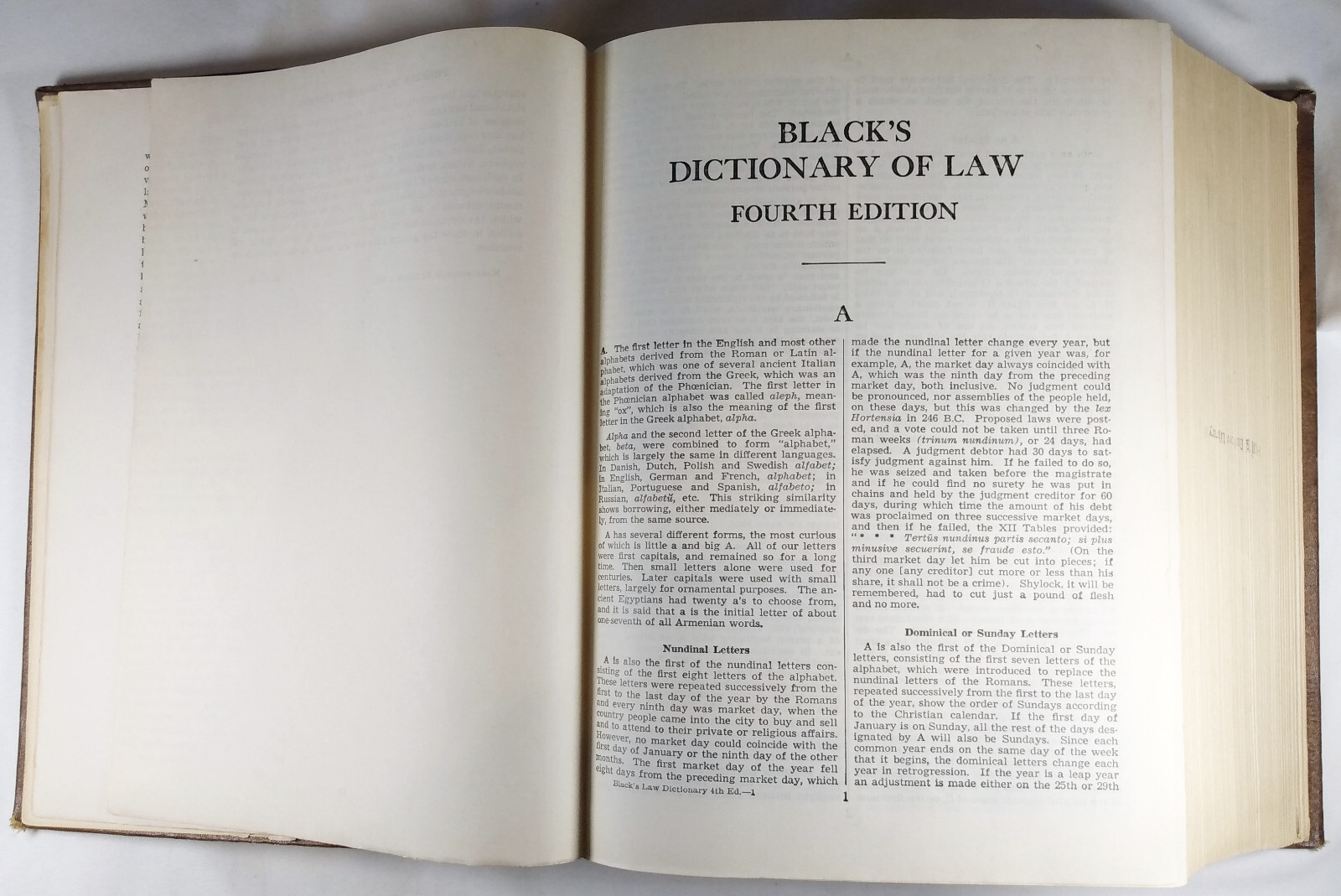 BLACK’S LAW DICTIONARY Fourth Edition 4th West Publishing Company 1951 Hardcover