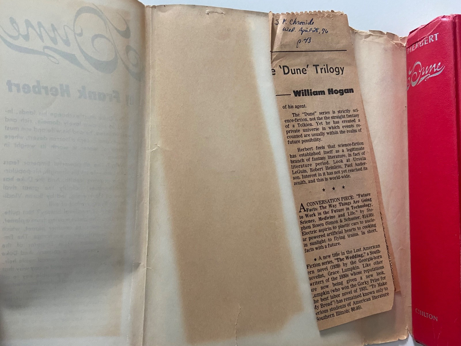 Dune Frank Herbert 1965 BCE Book Club Edition HCDC Gutter Code 43Q