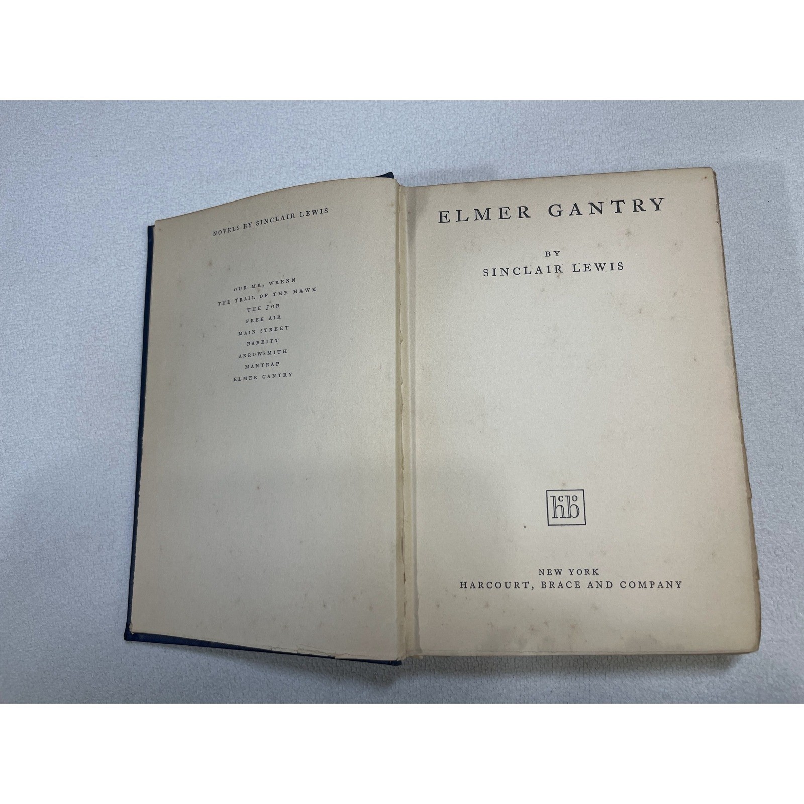 Elmer Gantry by Sinclair Lewis 1927 First Edition Harcourt Brace and Company