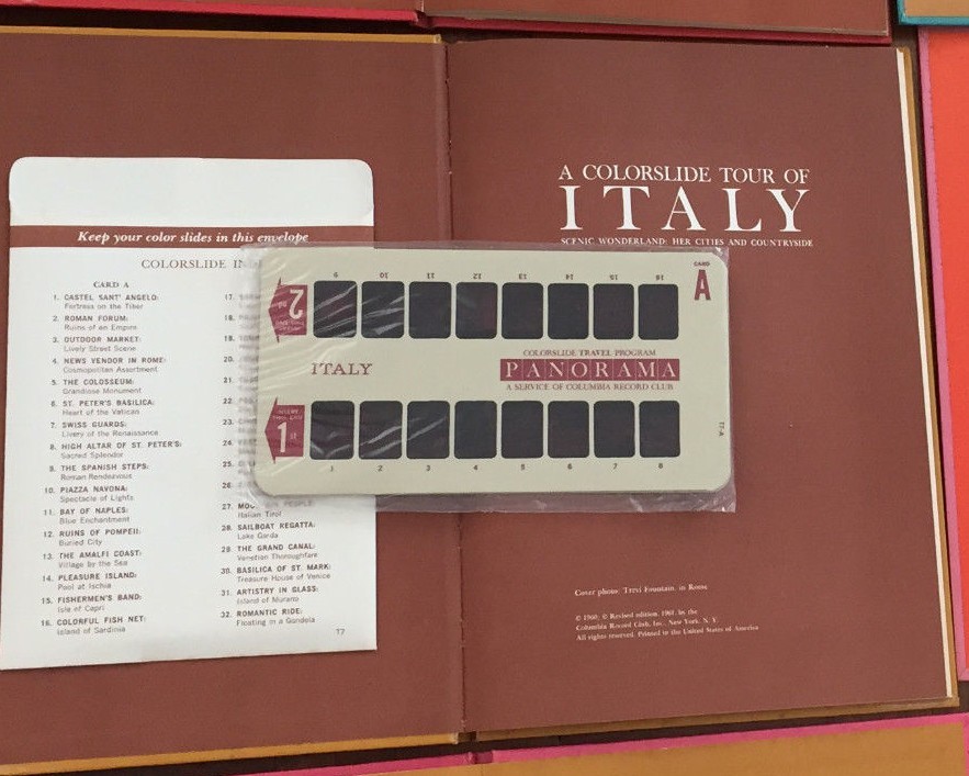 1960 Color slide Tour Of The World Book Introduces By Actors Tour Of Italy