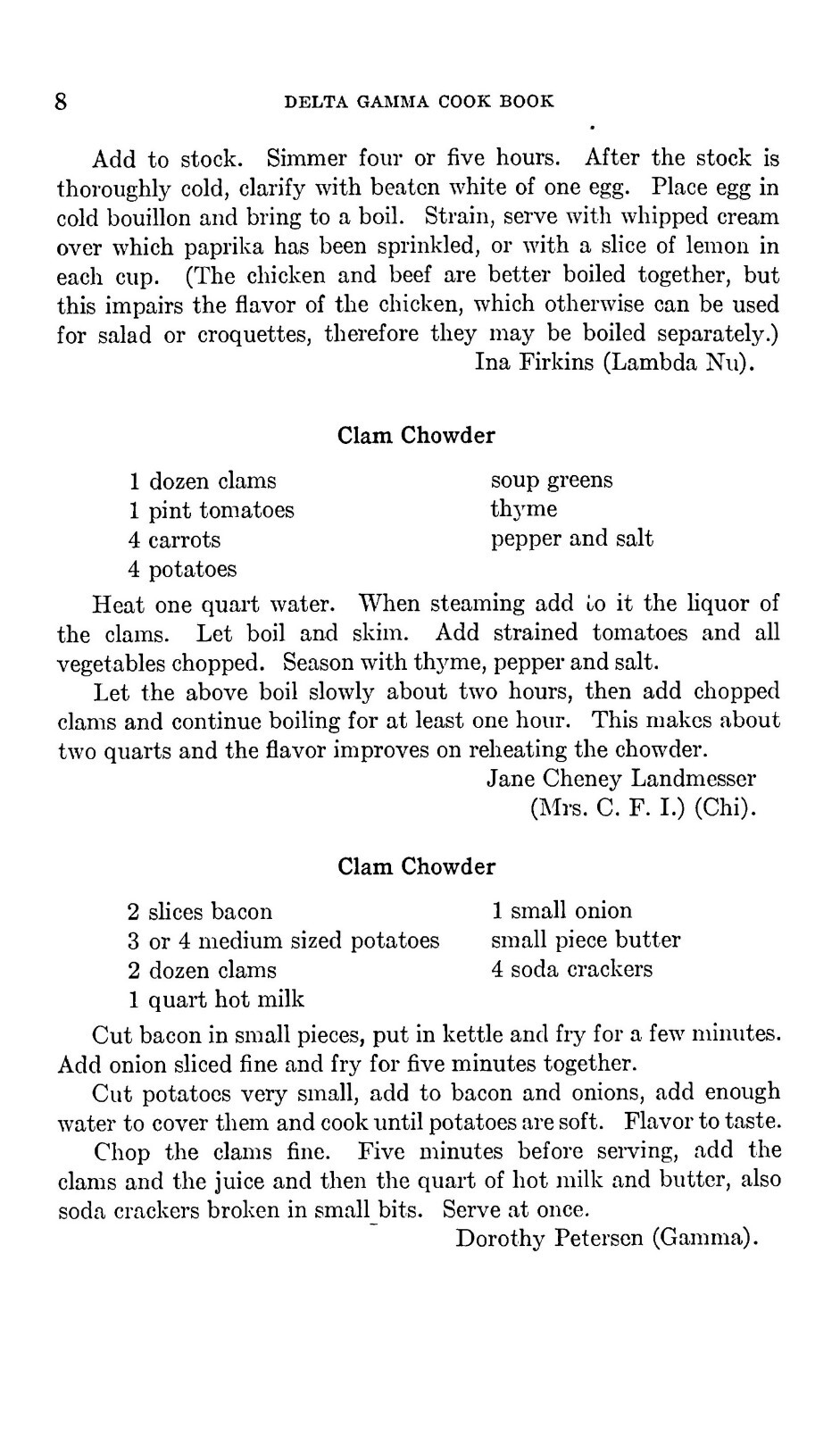 1922 Delta Gamma cook book 270 Pages
